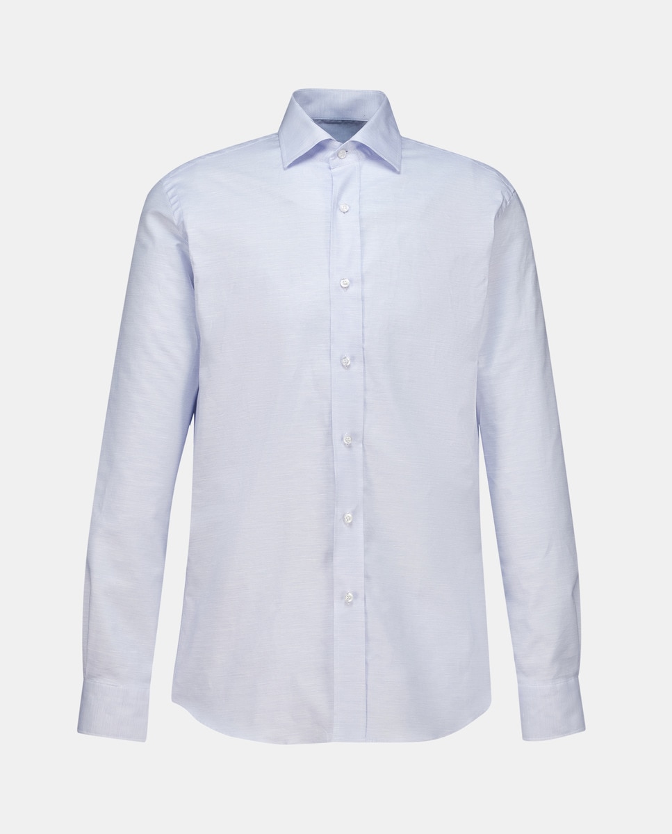 Camisa Casual Lisa com Manga Comprida Azul-claro-4