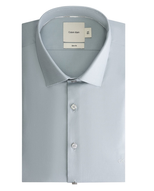 Imagen 0 de Camisa de hombre de vestir slim fit en color azul con mini estructura.