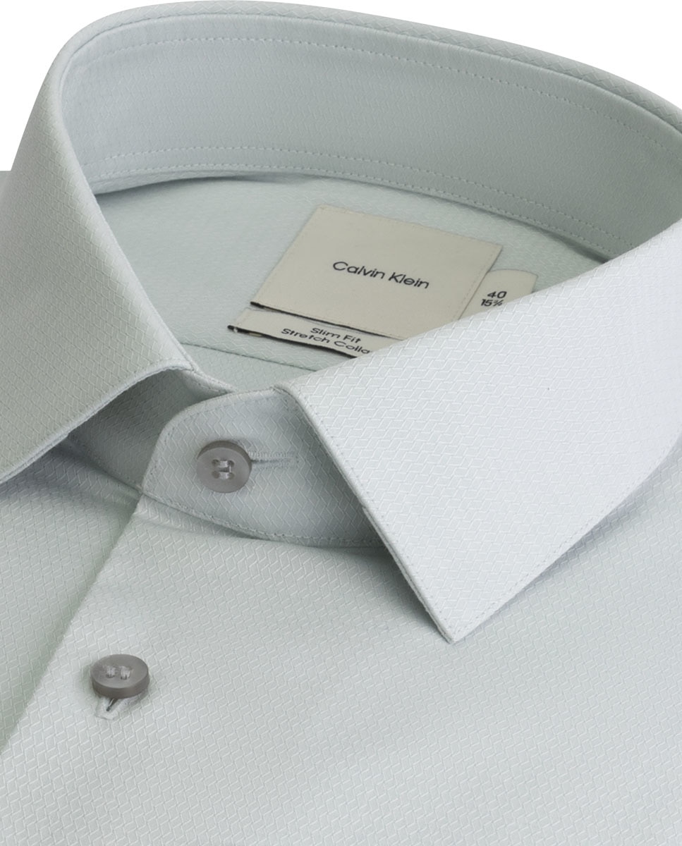 Camisa Formal Slim Fácil de Engomar com Padrão Verde-2