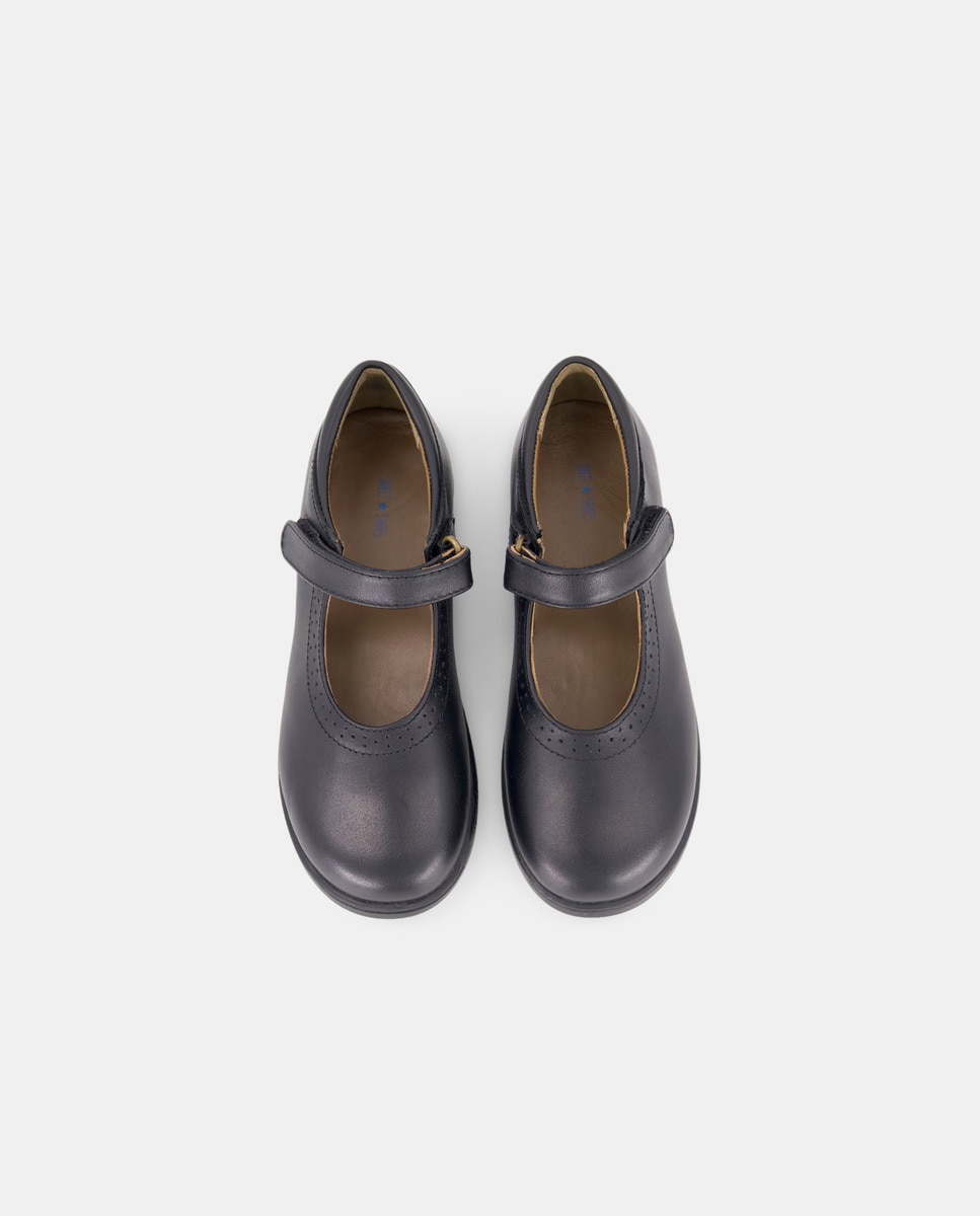 Merceditas de piel con velcro 31-39 Negro-4