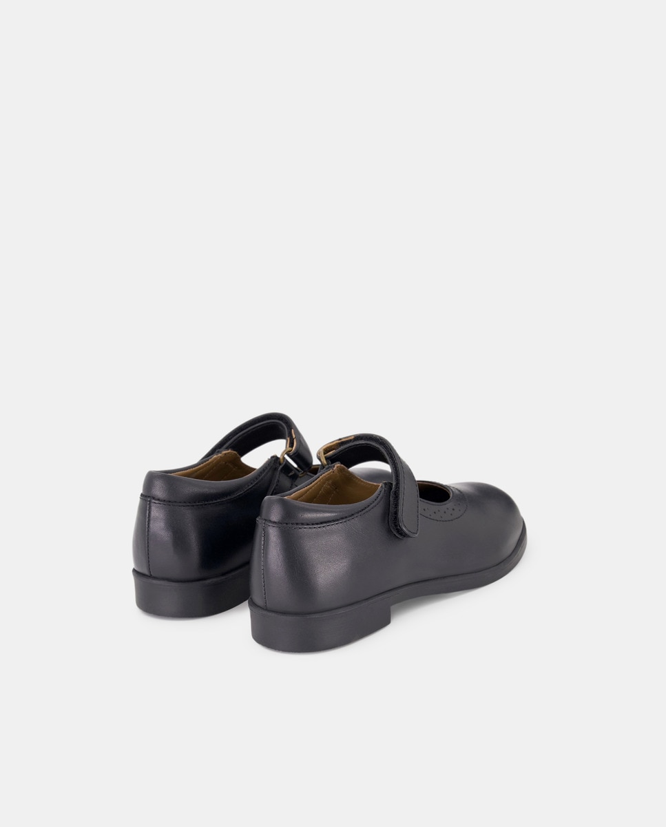 Merceditas de piel con velcro 31-39 Negro-3