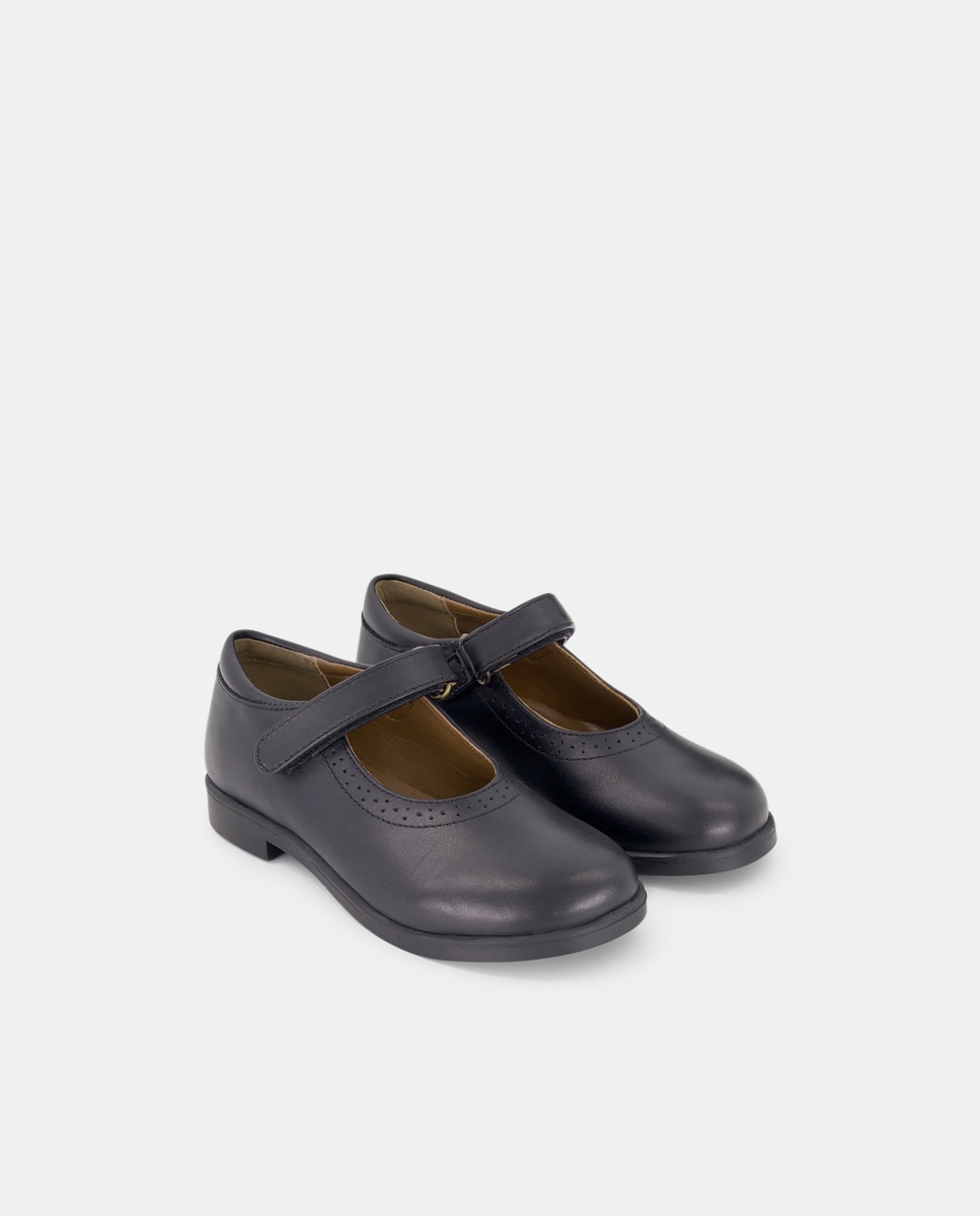 Merceditas de piel con velcro 31-39 Negro-2