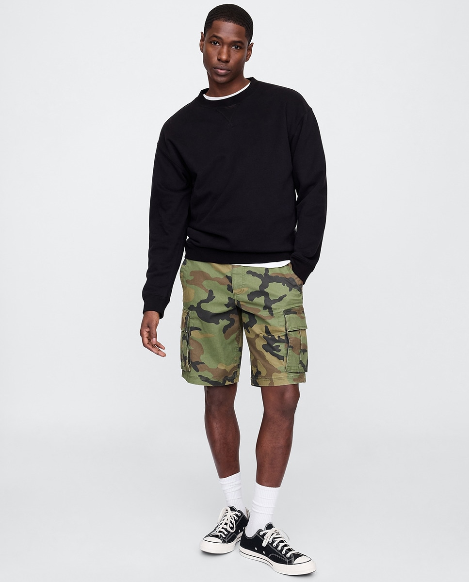 Bermudas com Fecho de Correr e Bolsos Caqui-1