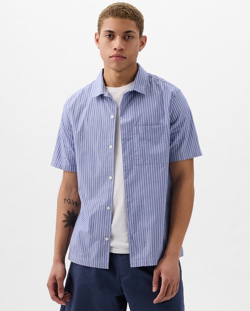 Camisa de hombre manga corta rayas