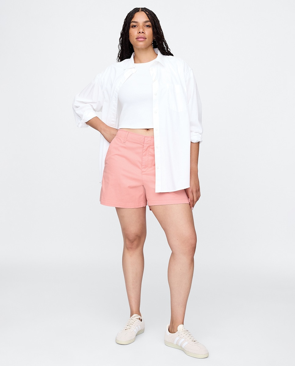 Bermudas de Sarja Elástica Rosa-5