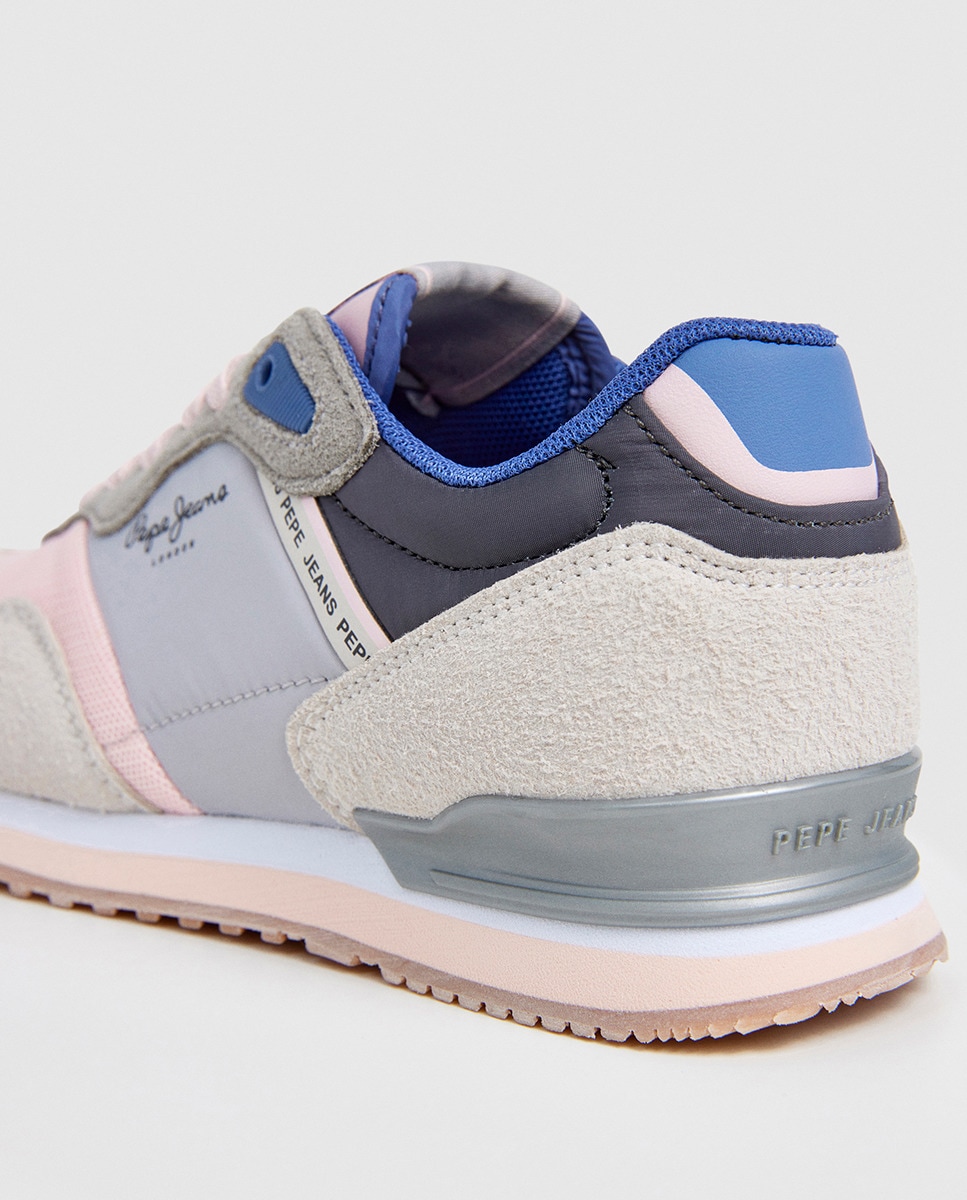 Sapatilhas London Bet em Combinação de Material e Cor Cinzento-4