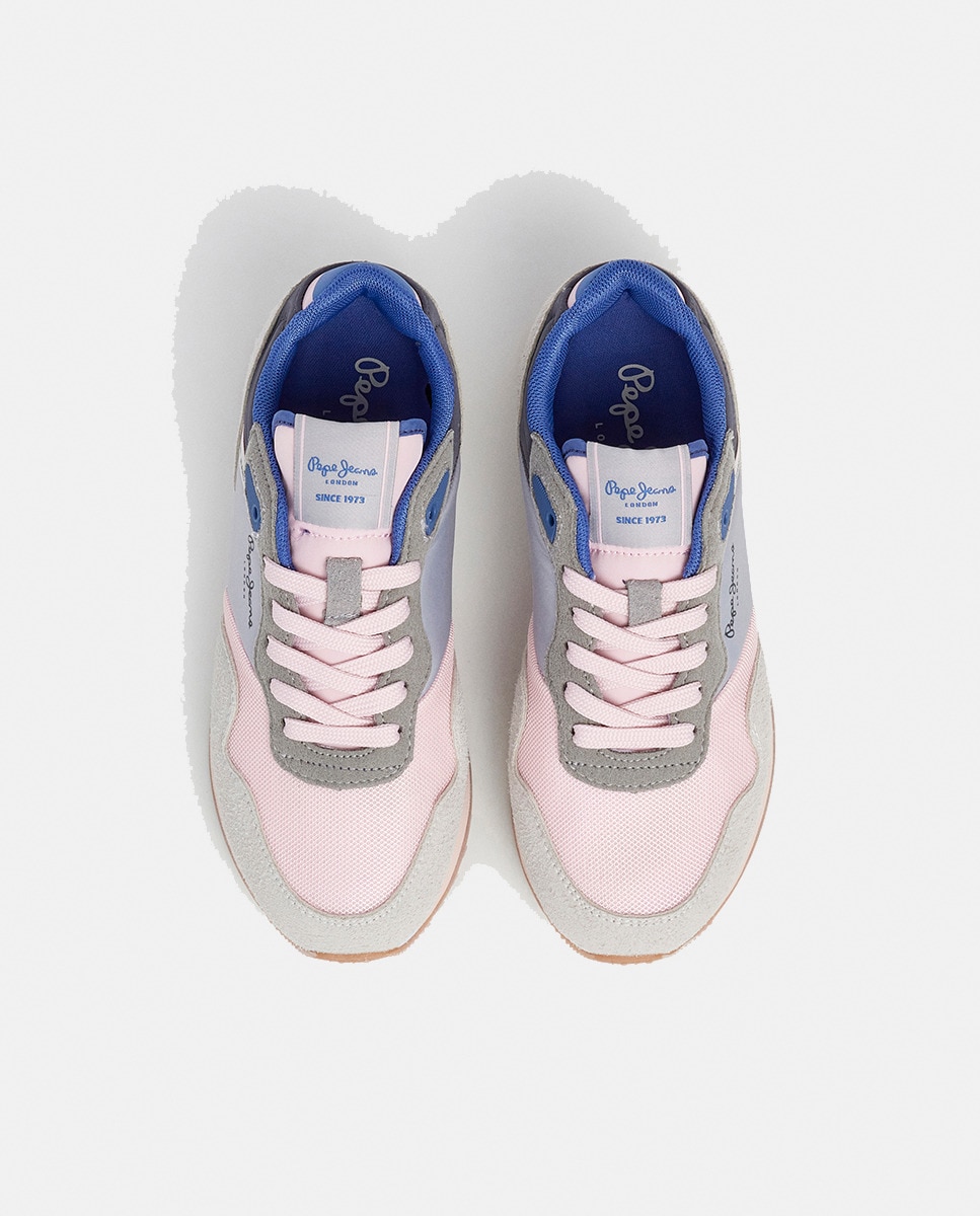 Sapatilhas London Bet em Combinação de Material e Cor Cinzento-2