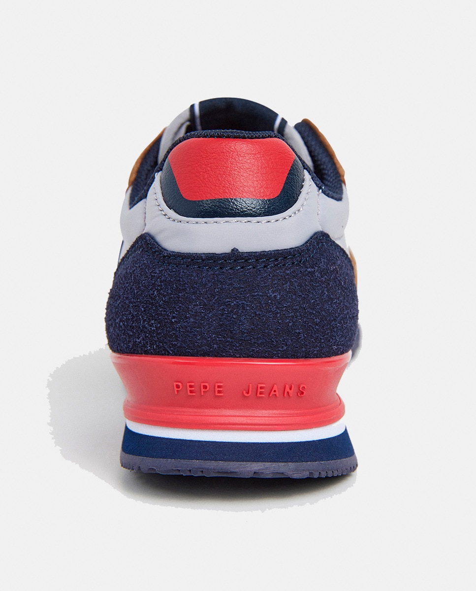 Sapatilhas London Berg em Combinação de Material e Cor Castanho-4