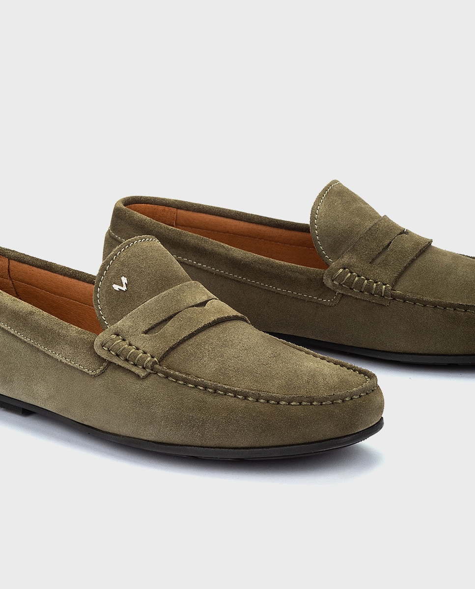 Mocassins Pacific com Travessão e em Croute Verde Azeitona-4