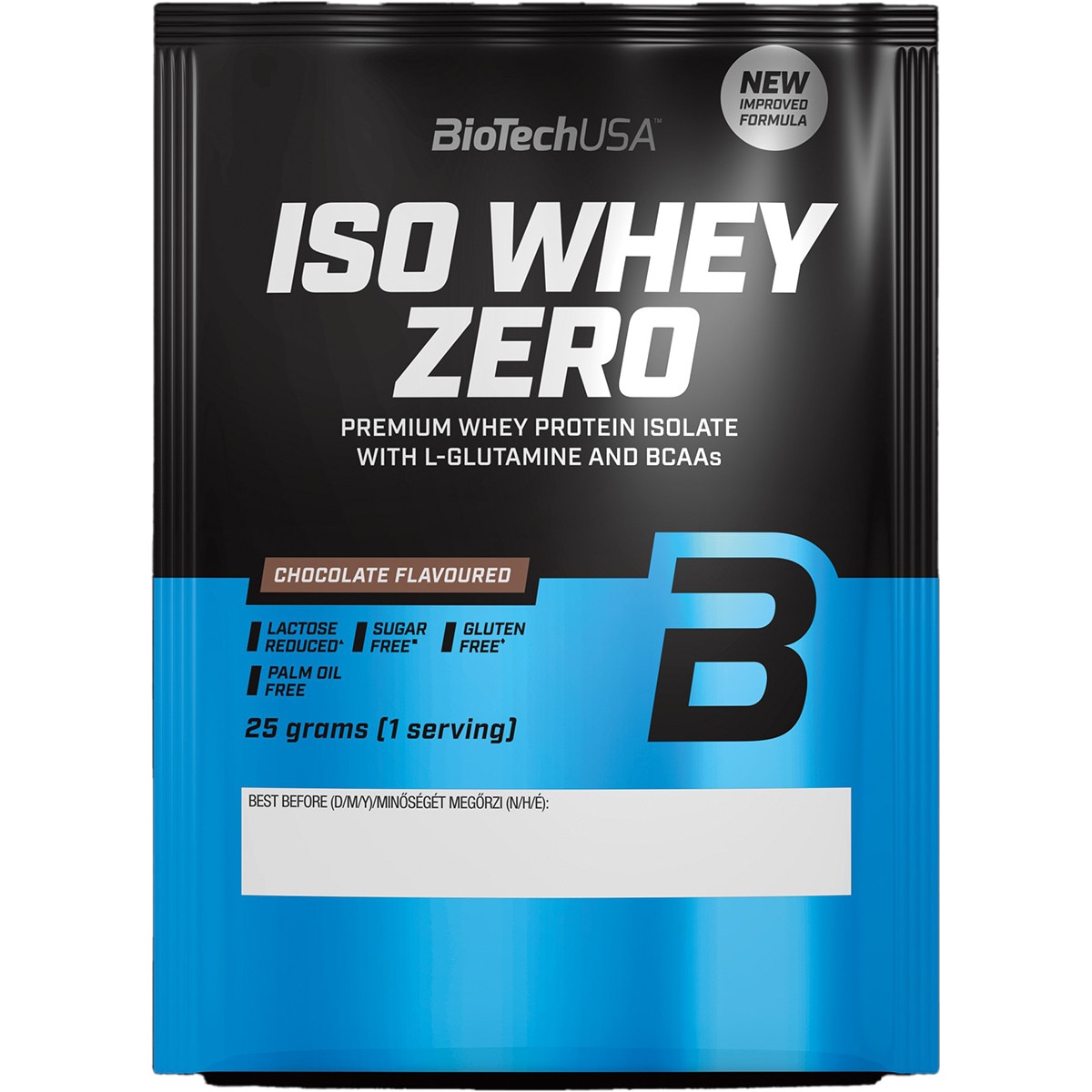 Iso Whey Zero Natural bebida proteica en polvo sabor chocolate sin gluten y sin lactosa bolsa 25 g sin azúcares y sin aceite de palma - Biotech Usa