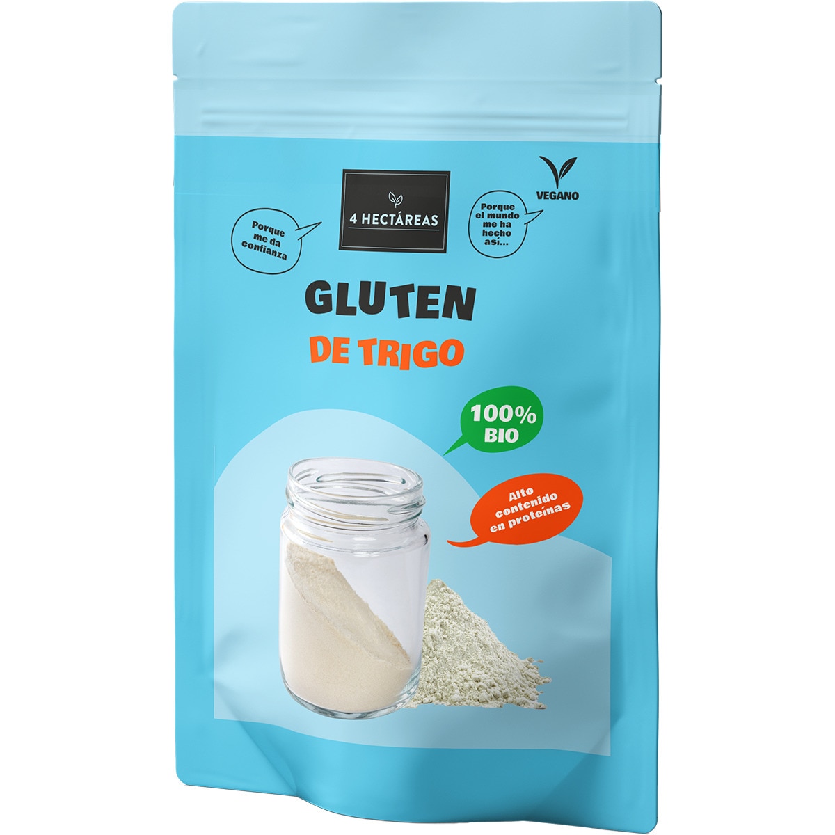 Gluten de trigo ecológico y vegano bolsa 400 g - 4 Hectareas