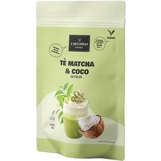 4 HECTAREAS Matcha-Tee- und Kokosnusspulver 100% ökologisch Tasche 100 g