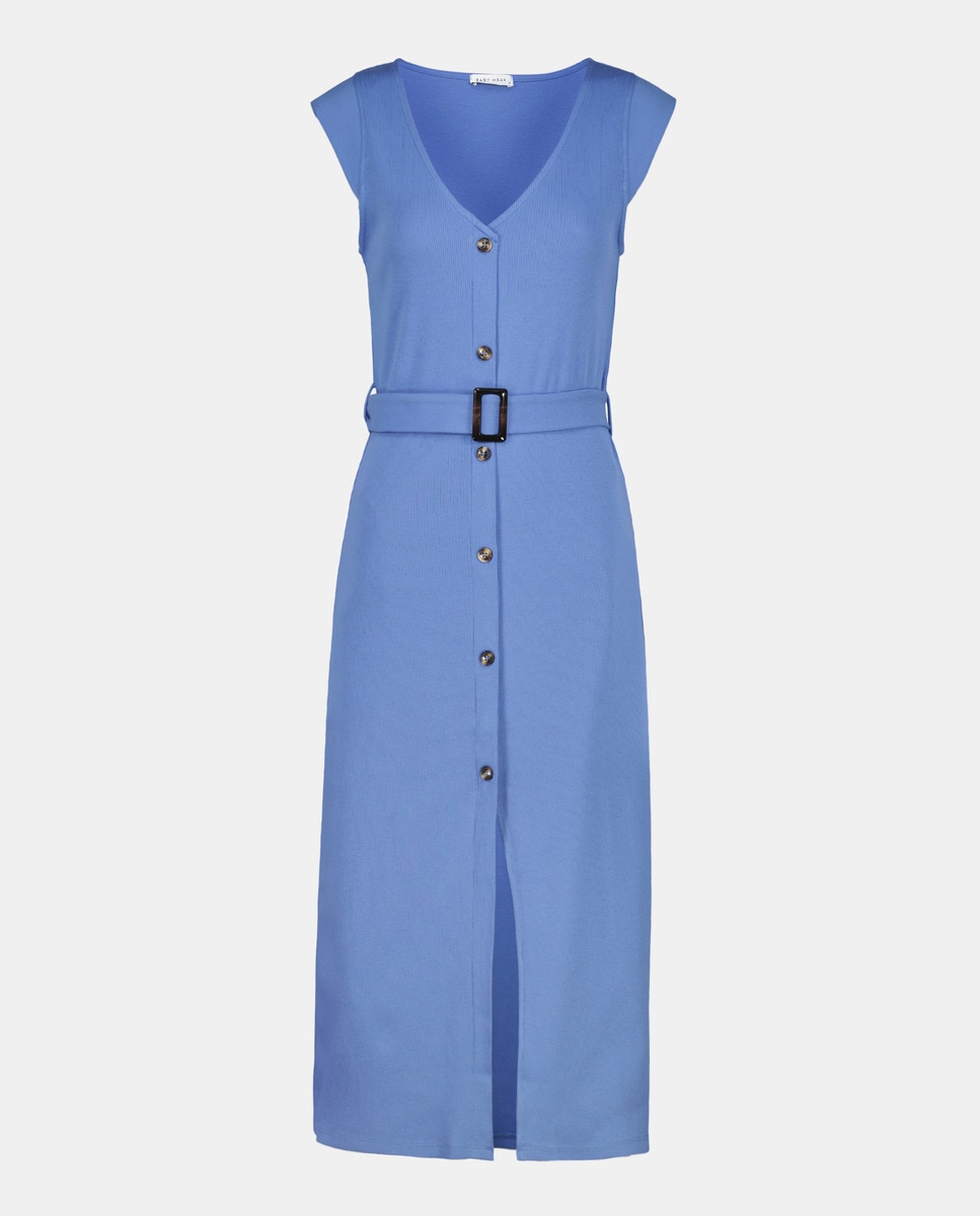 Vestido Azul Claro Vestido COS Sin Manga Midi Para Mujer Azul
