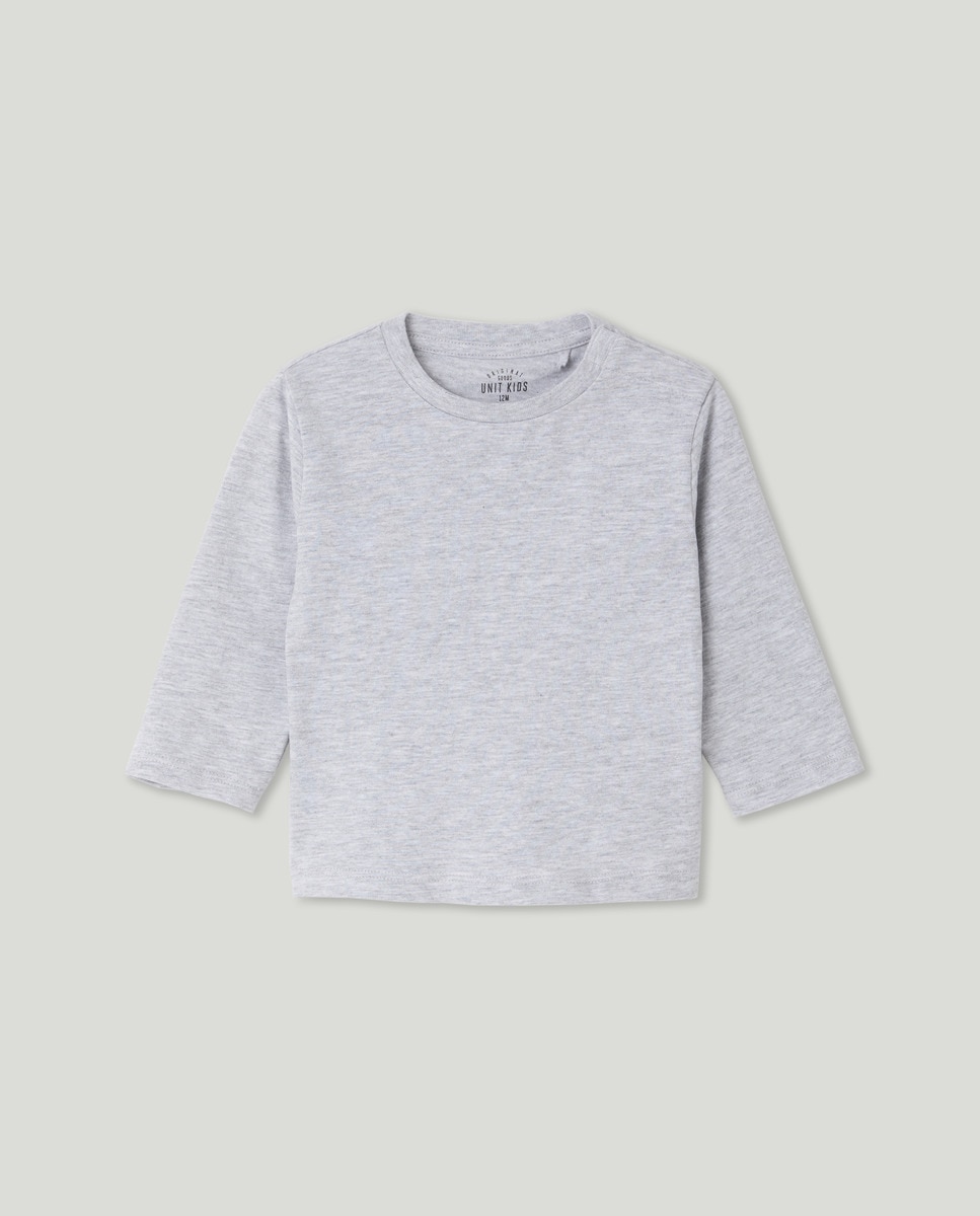 Camiseta de bebé lisa manga larga Gris-1