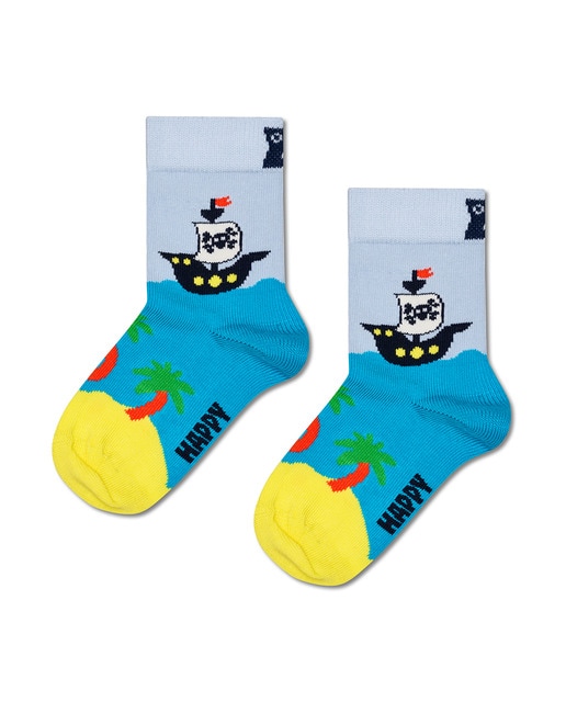 Imagem 0 de Meia Comprida de Criança com Estampado de Piratas - Azul