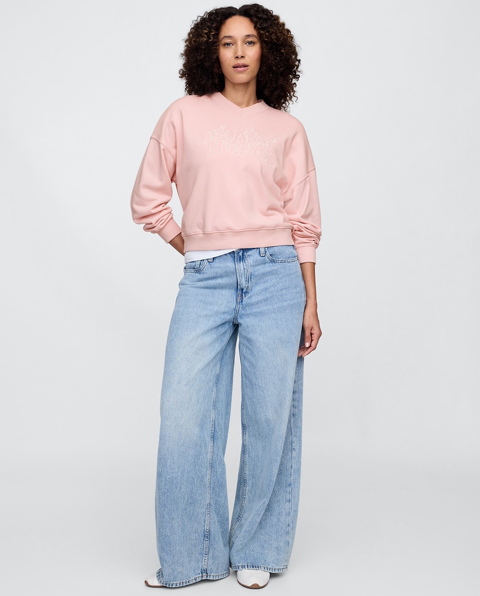 Sweatshirt com Logótipo Floral Rosa-2