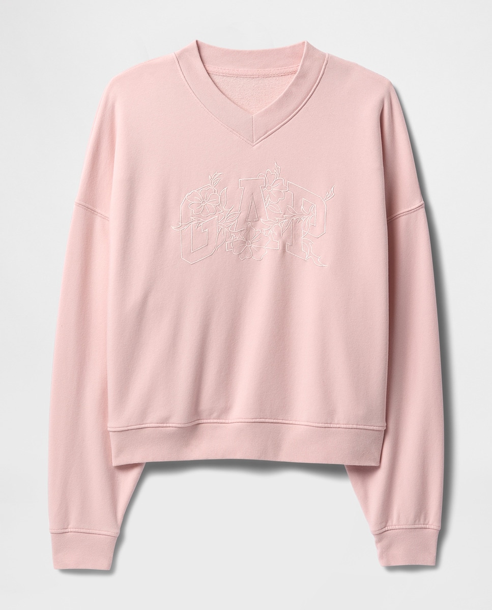 Sweatshirt com Logótipo Floral Rosa-5