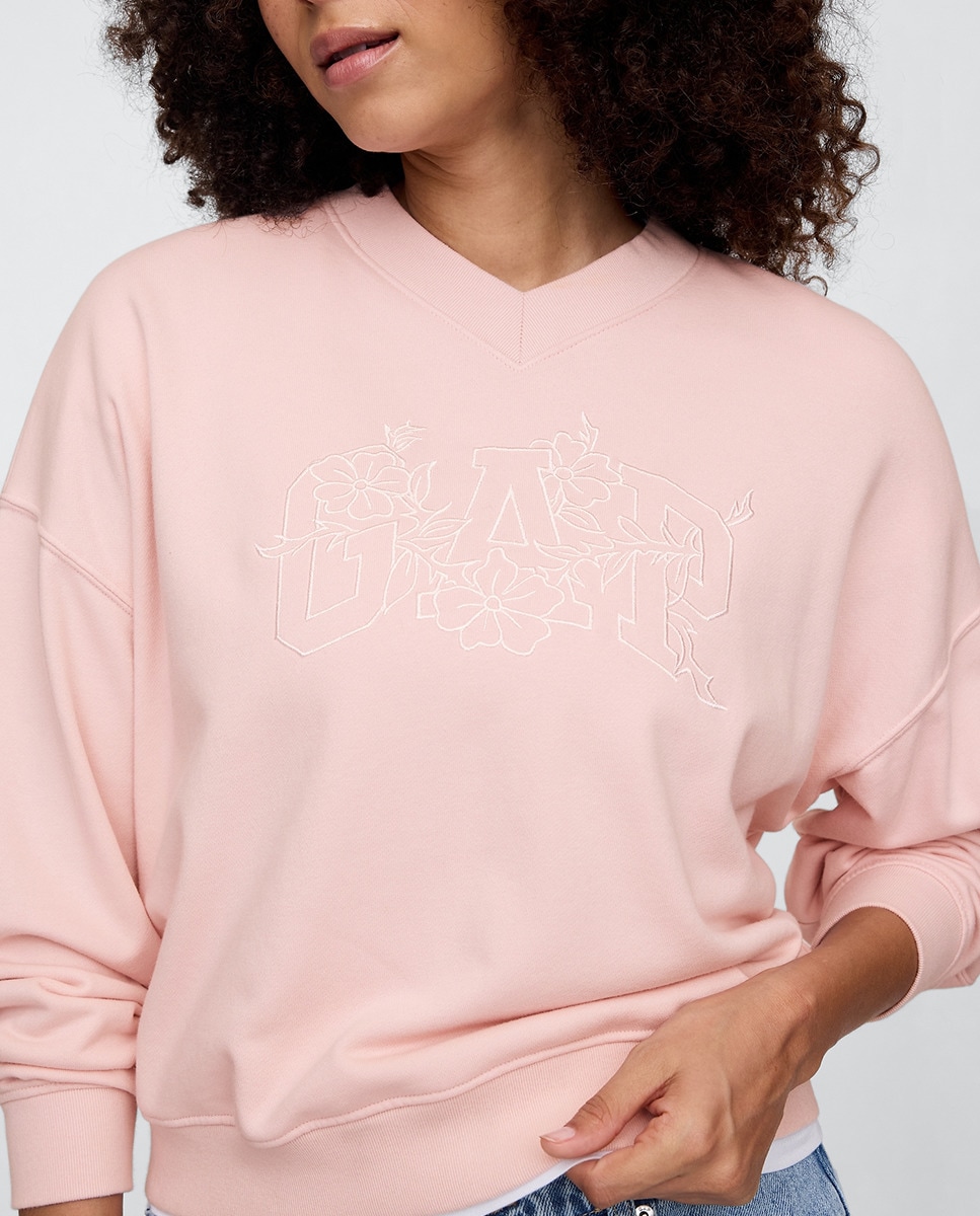 Sweatshirt com Logótipo Floral Rosa-4