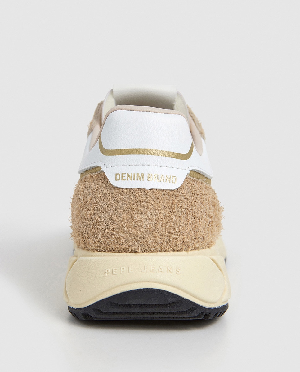 Sapatilhas Marlon Vibe em Combinação de Tons e Textura com Pelo - Bege Natural-4
