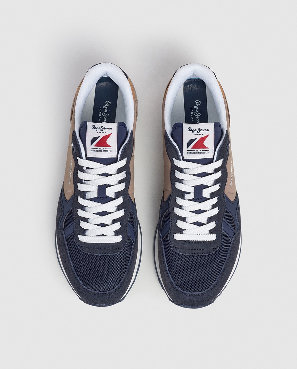Sapatilhas Brit Colors em Combinação de Material e Cor Azul-marinho-2