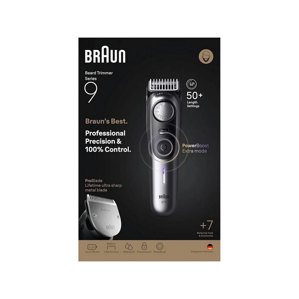 Aparador de Barba Braun BT9520 Autonomia de 180 min Cinzento-2