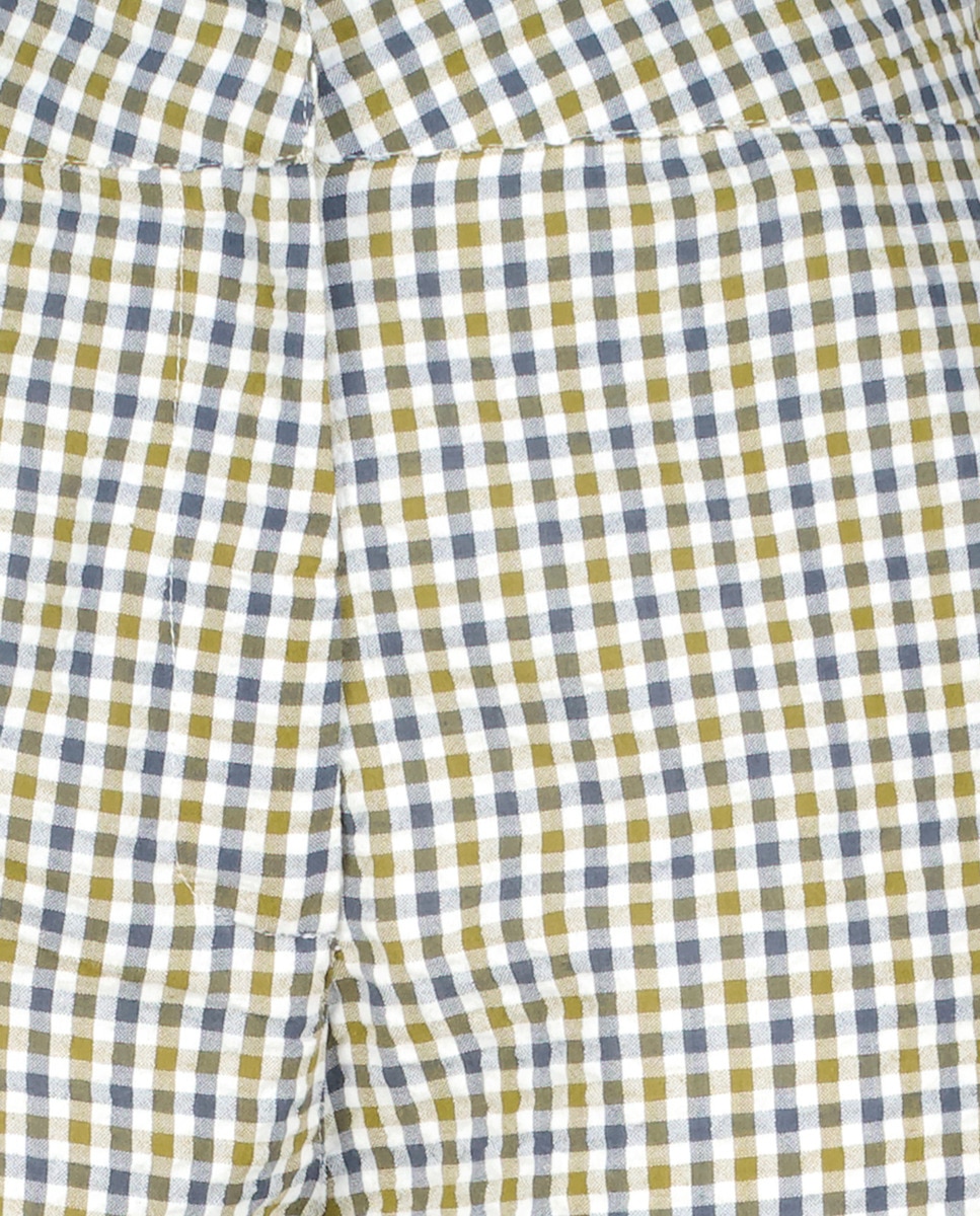 Pantalón de mujer de cuadros de algodón combinado Verde-5