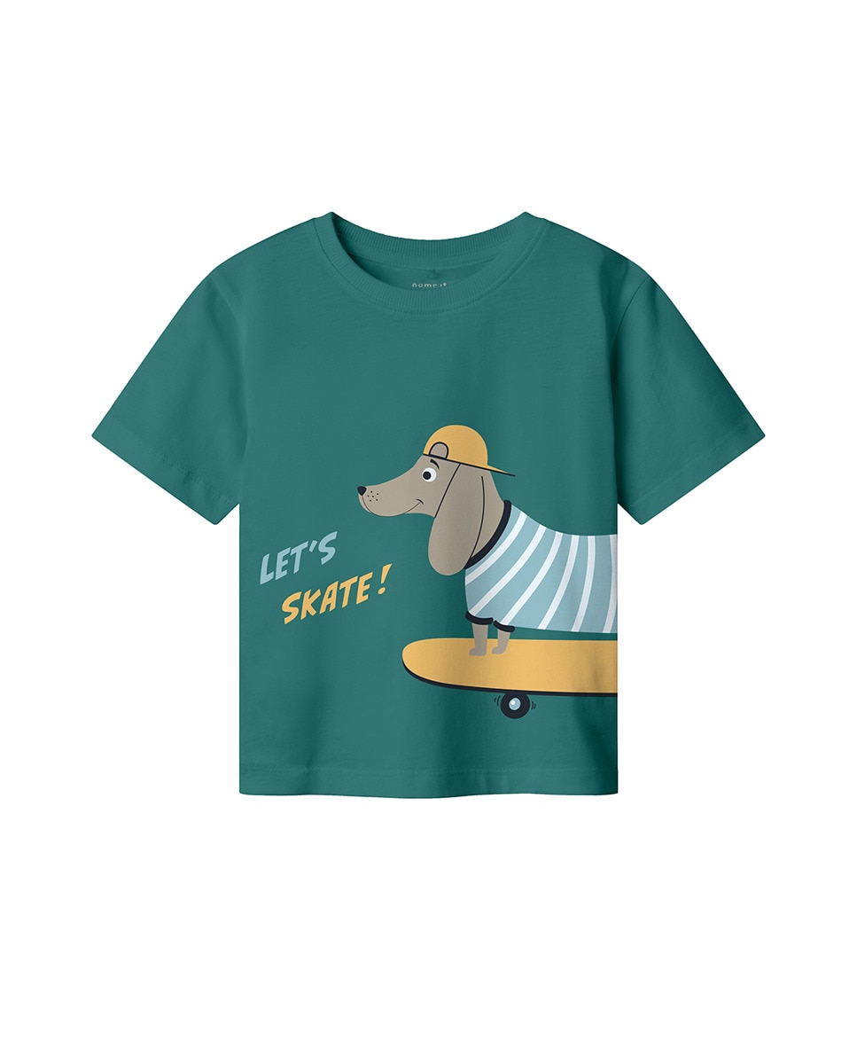 T-shirt com manga curta Verde Água-1