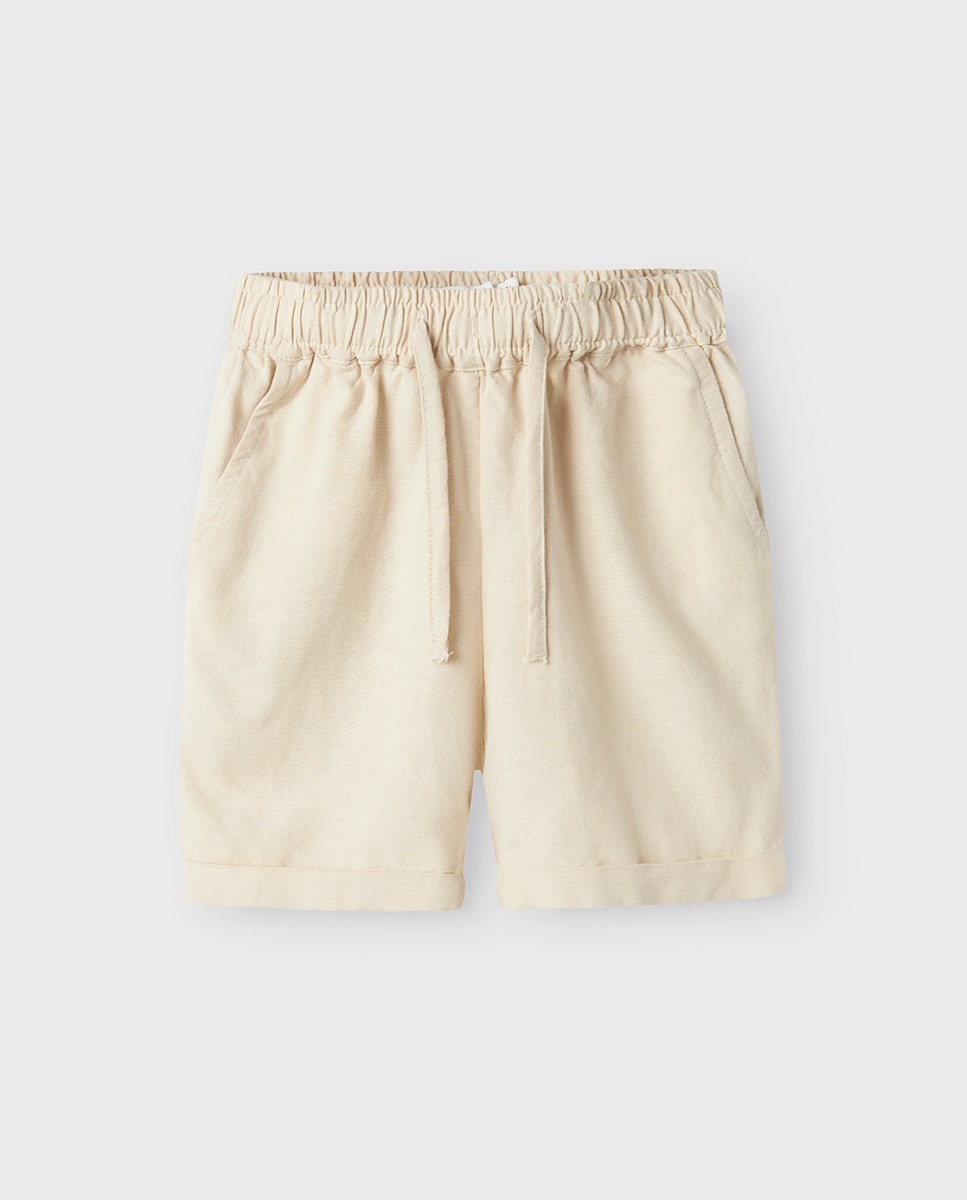 Bermudas de Linho Bege-1