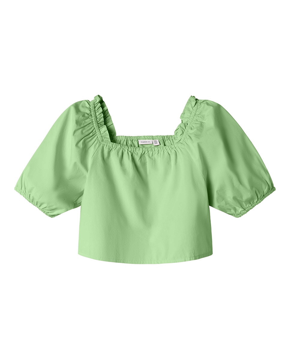 Blusa de Manga Curta de Menina Verde-claro-1