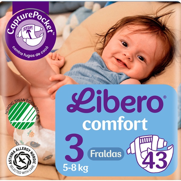Fraldas Comfort 5-8 Kg T3 embalagem 43 unidades