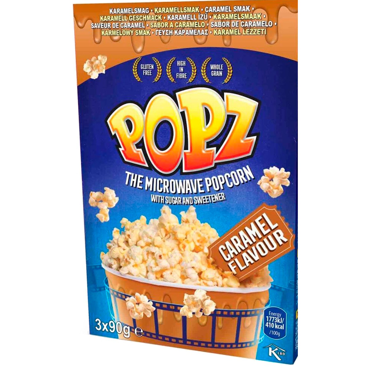 Pipocas de Caramelo para Microondas Pack 3 unidades embalagem 90 g
