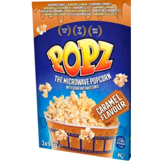 Pipocas de Caramelo para Microondas Pack 3 unidades embalagem 90 g - Popz