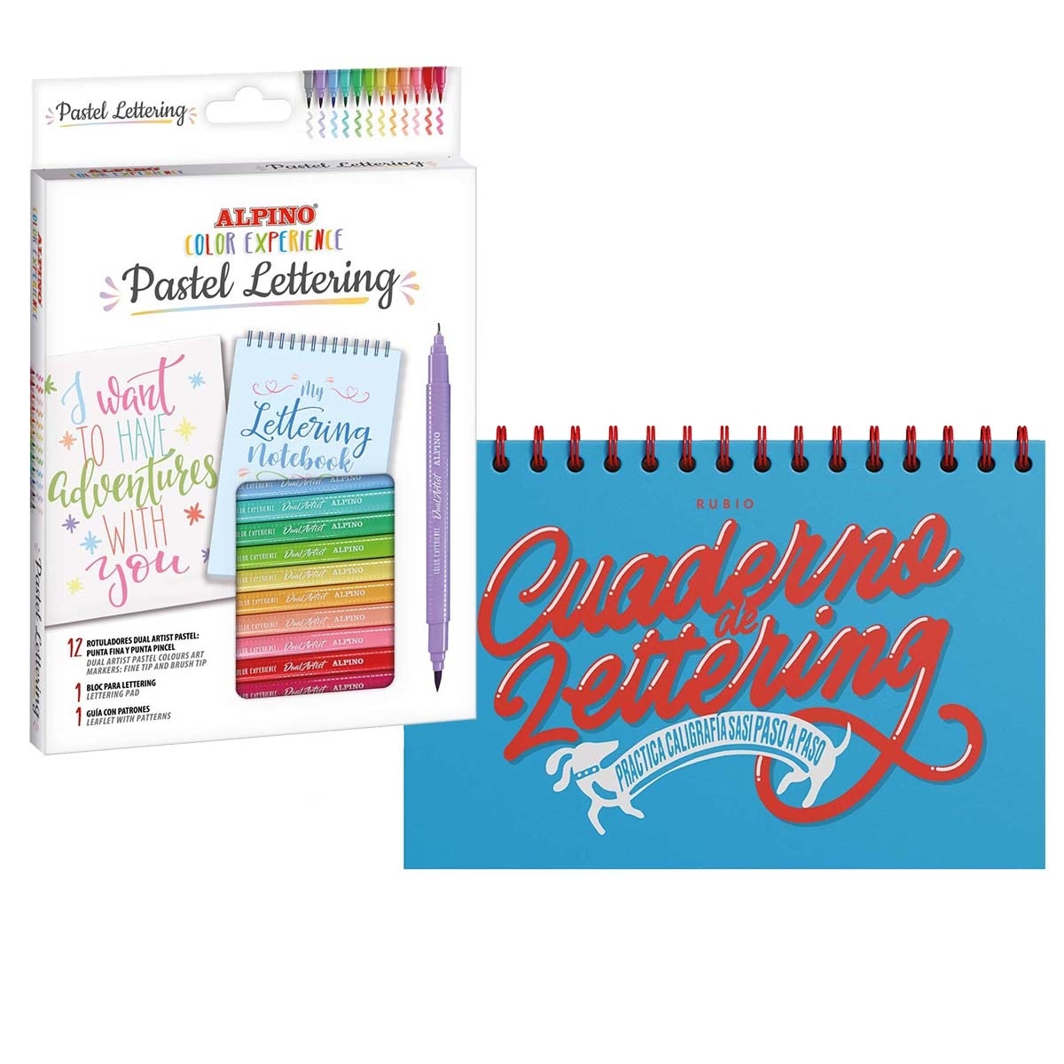 Pack cuaderno Lettering  y colores 1