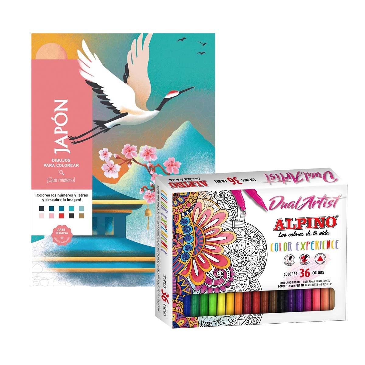 Imagen 0 de pack cuaderno para colorear adulto y colores
