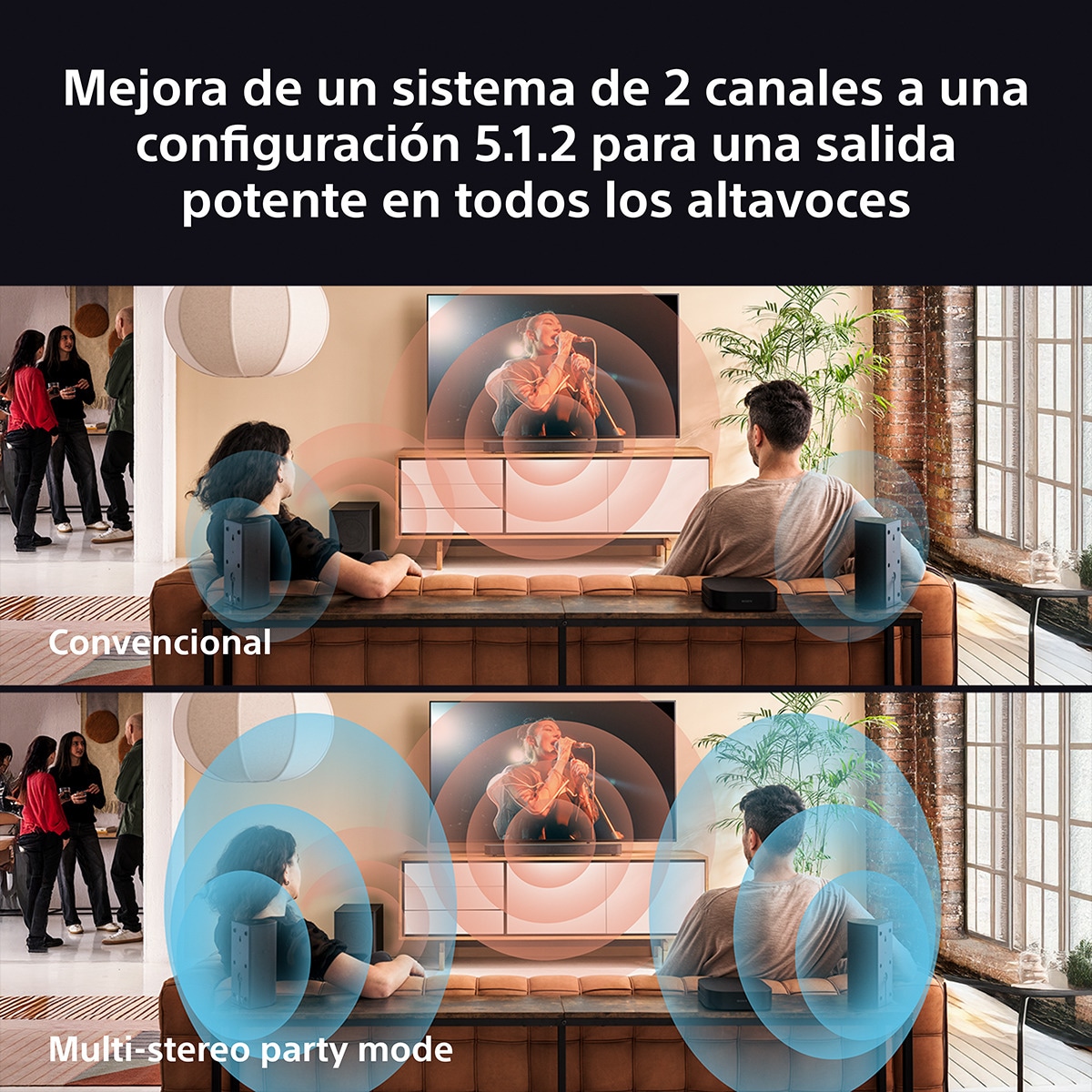 Sistema Cine en casa Sony BRAVIA Theatre SYSTEM 6, 1000W con barra de sonido 5.1, 2 altavoces traseros y un potente subwoofer, Dolby Atmos y DTS:X Negro-9