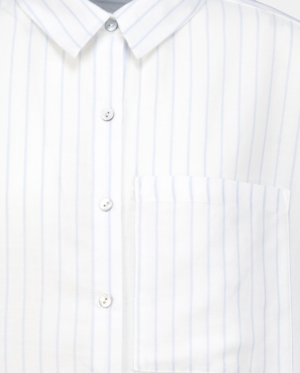 Camisa de mujer de rayas Azul-5