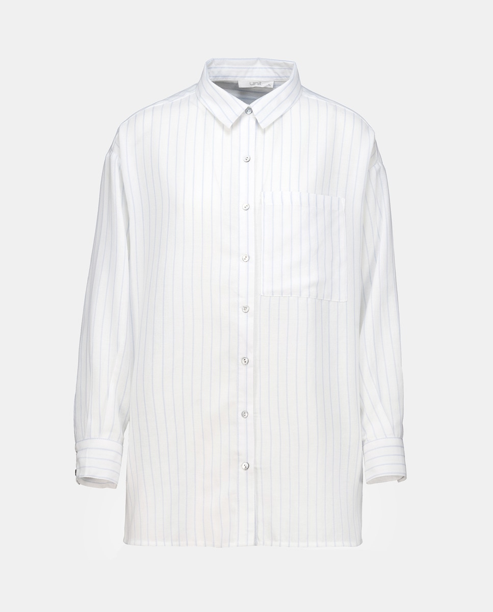 Camisa de mujer de rayas Azul-4