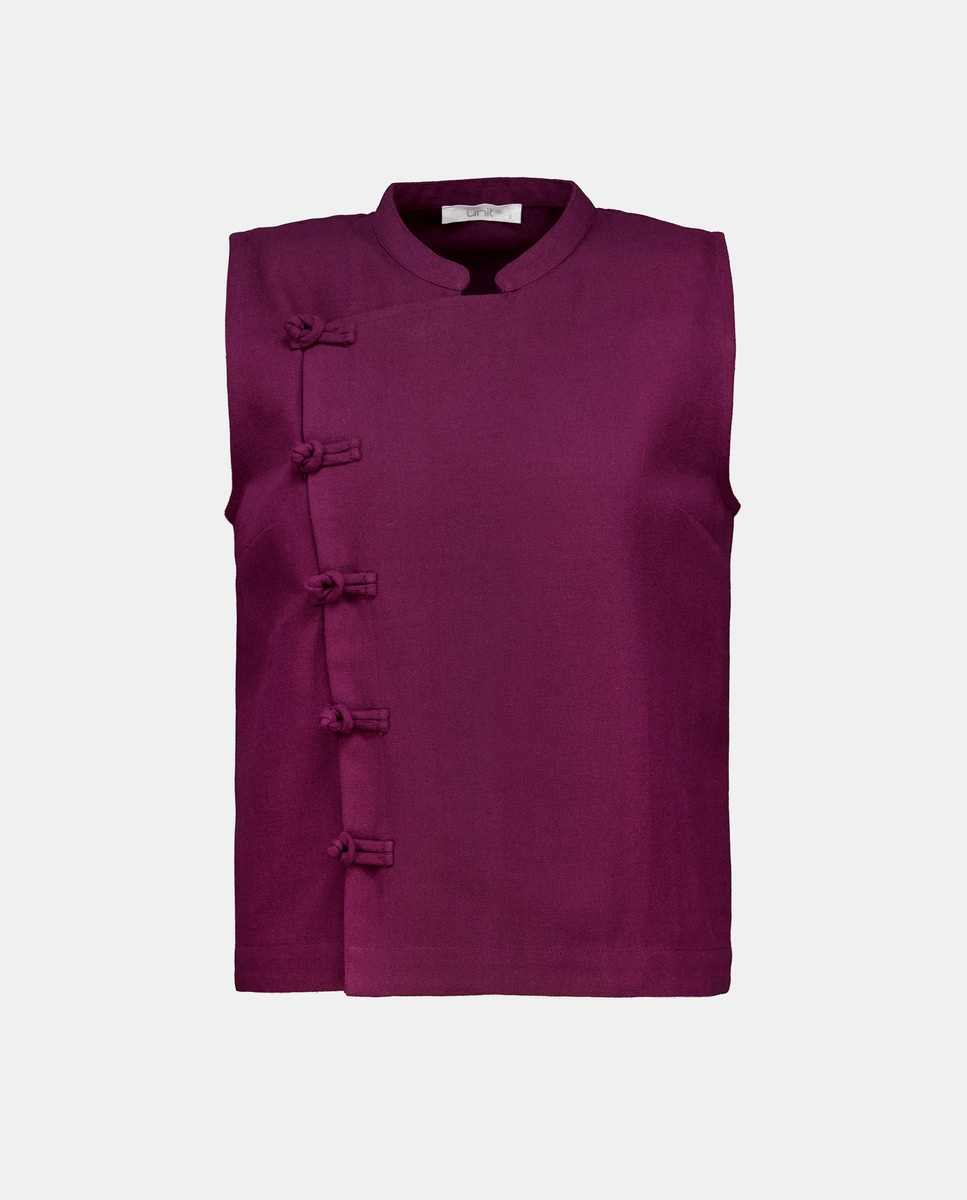 Chaleco de mujer cruzado combinado 291 Berenjena-4