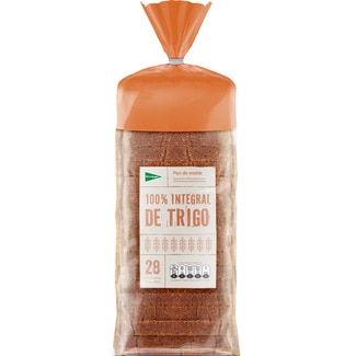 pan de molde 100% integral de trigo con corteza 28 rebanadas bolsa 820 g - El Corte Ingles