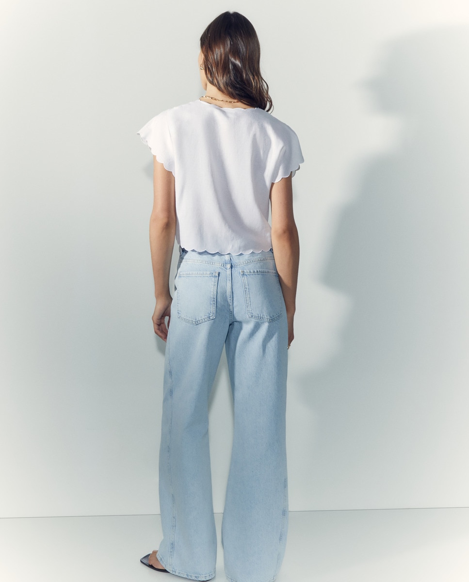 Blusa de Manga Curta com Bordados Branco-marfim-3