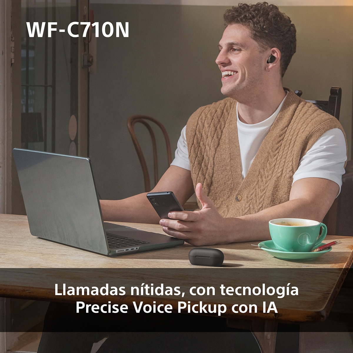Sony WF-C710N Auriculares Inalámbricos, Cancelación de ruido, táctiles, Multipunto, IPX4, 40h. de batería, iOS, Android y PC Negro-8