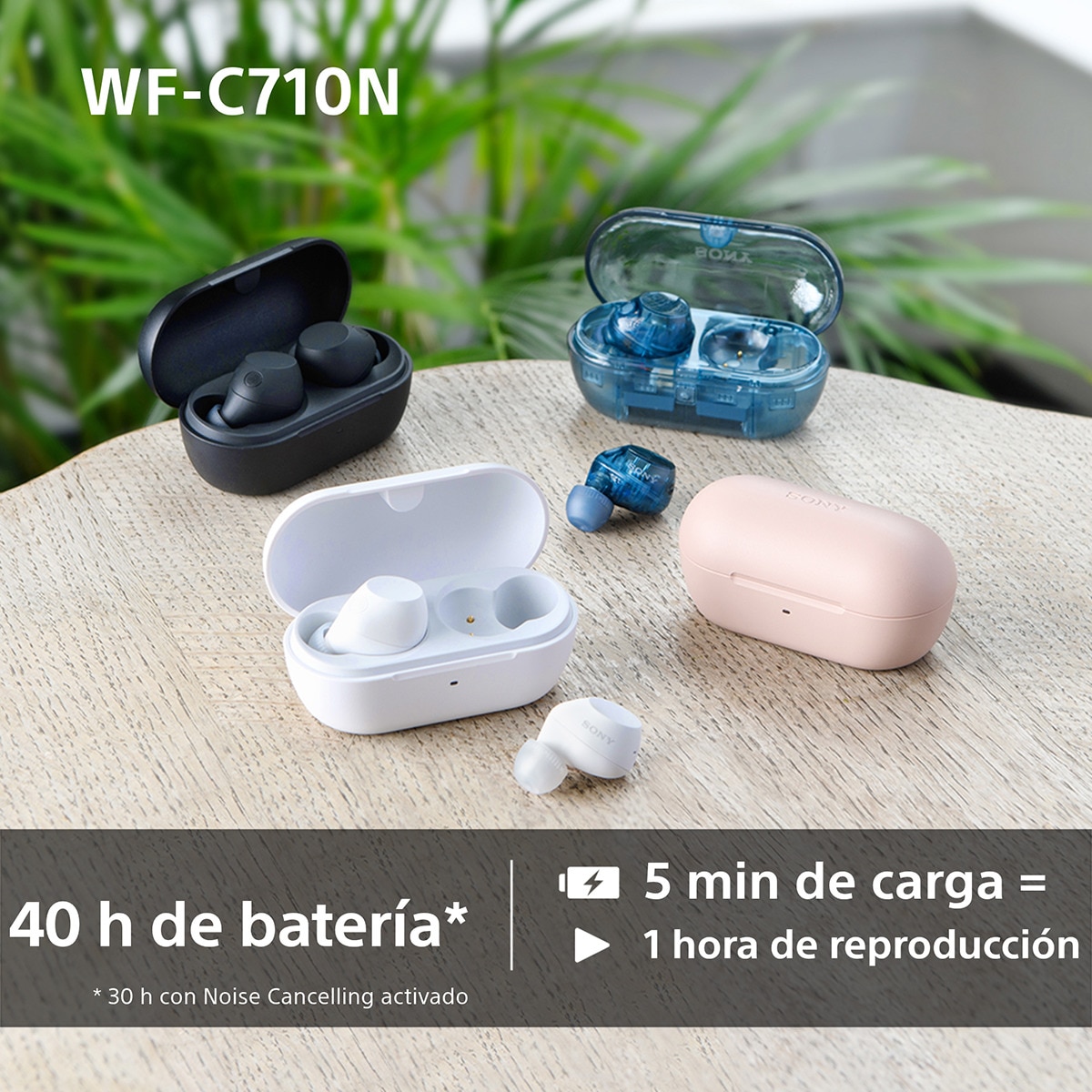 Sony WF-C710N Auriculares Inalámbricos, Cancelación de ruido, táctiles, Multipunto, IPX4, 40h. de batería, iOS, Android y PC Negro-7