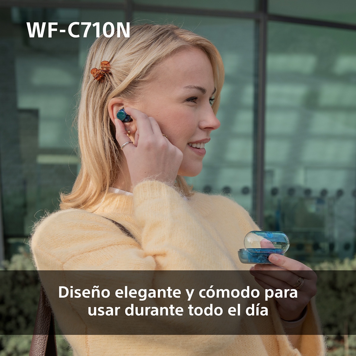 Sony WF-C710N Auriculares Inalámbricos, Cancelación de ruido, táctiles, Multipunto, IPX4, 40h. de batería, iOS, Android y PC Negro-6