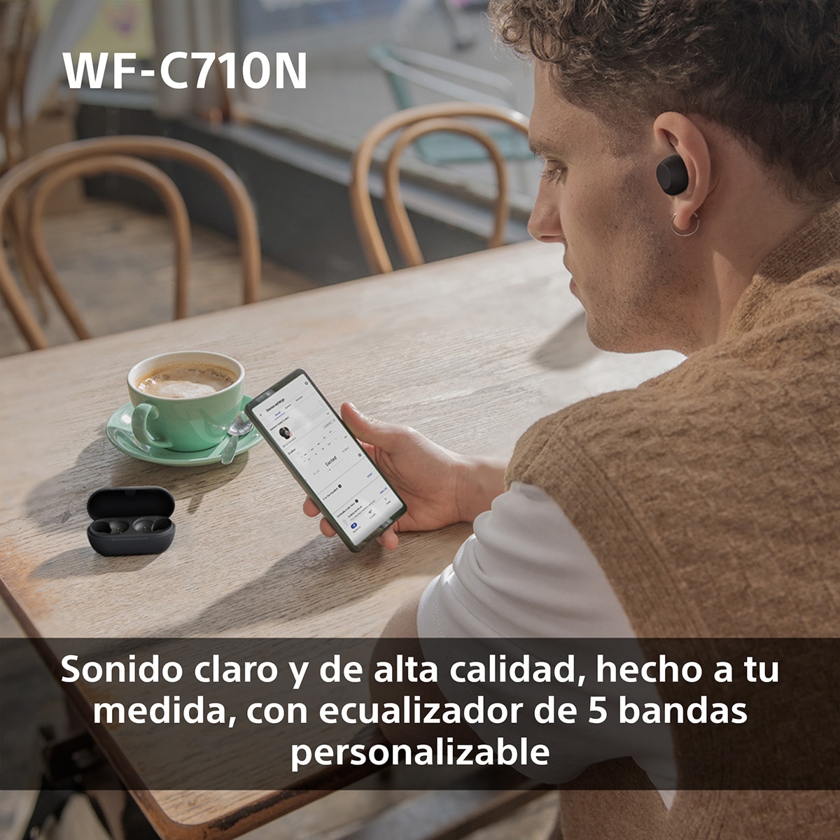 Sony WF-C710N Auriculares Inalámbricos, Cancelación de ruido, táctiles, Multipunto, IPX4, 40h. de batería, iOS, Android y PC Negro-5