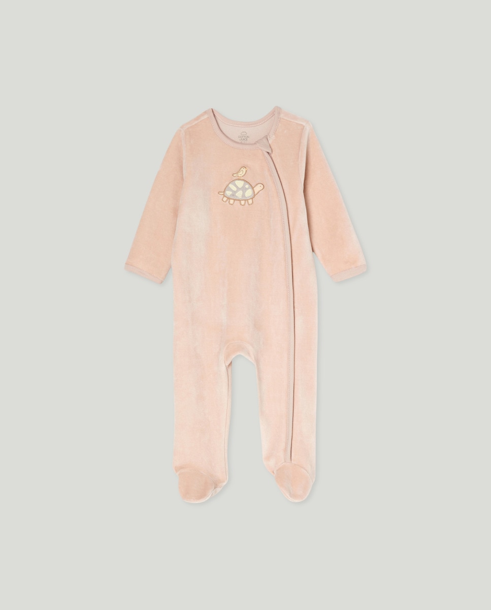Babygrow de Bebé em Veludo com Fecho de Correr Rosa-1