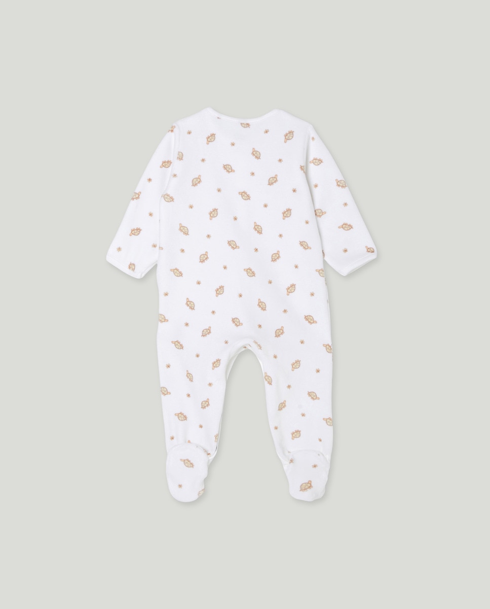 Babygrow Comprido de Veludo de Bebé Branco-2