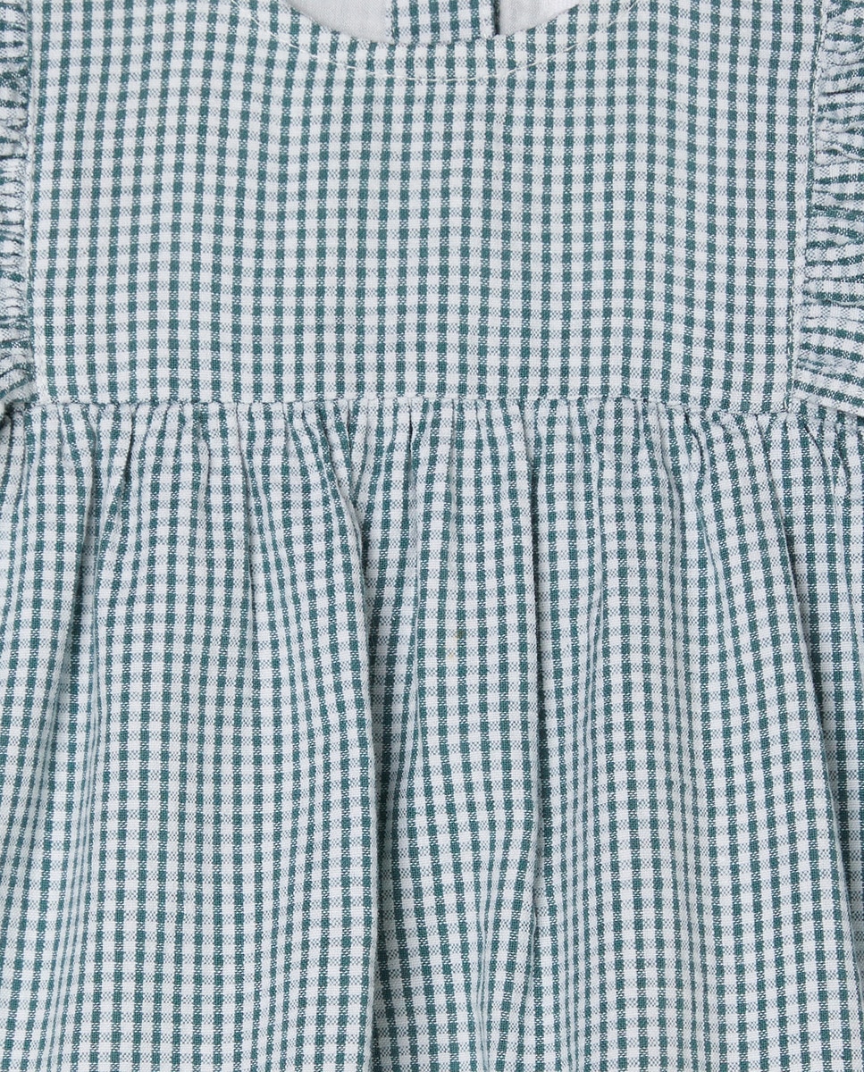 Vestido Vichy de Bebé sem Mangas Verde-3