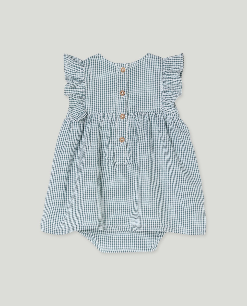 Vestido Vichy de Bebé sem Mangas Verde-2