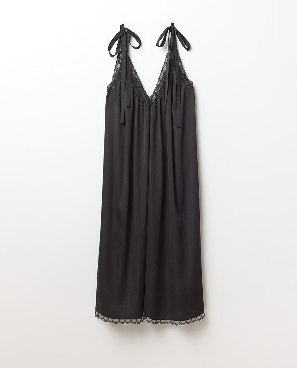 Vestido com Decote Rendilhado Preto-6