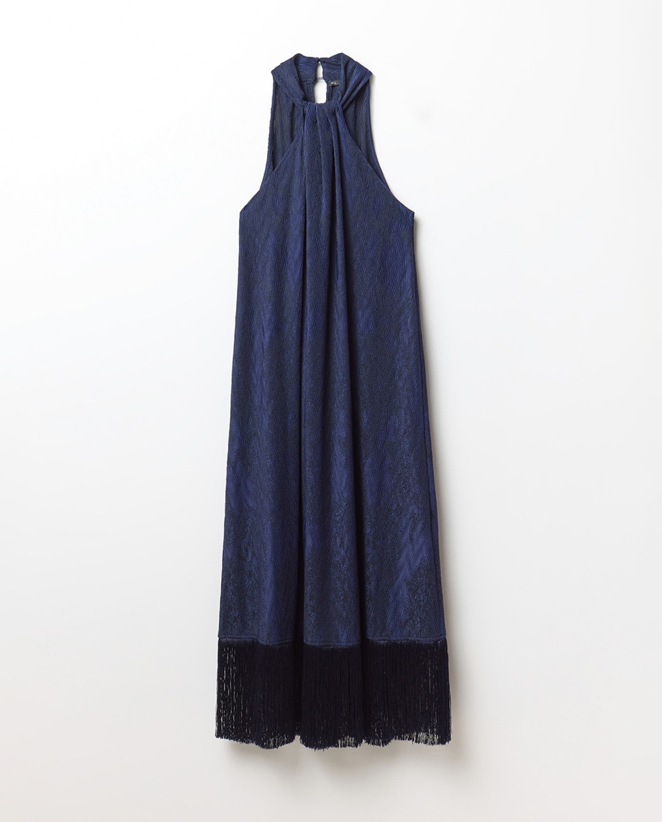 Vestido com Franja Azul-marinho-4